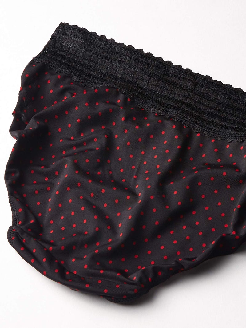 Warner's womens Blissful Benefits Dig-free Comfort Waistband With Lace Microfiber Hi-cut 3-pack 5109w Underwear, Lk/Sangria/Black W/ Ladybug Dot Print, XX-Large US - Image 2